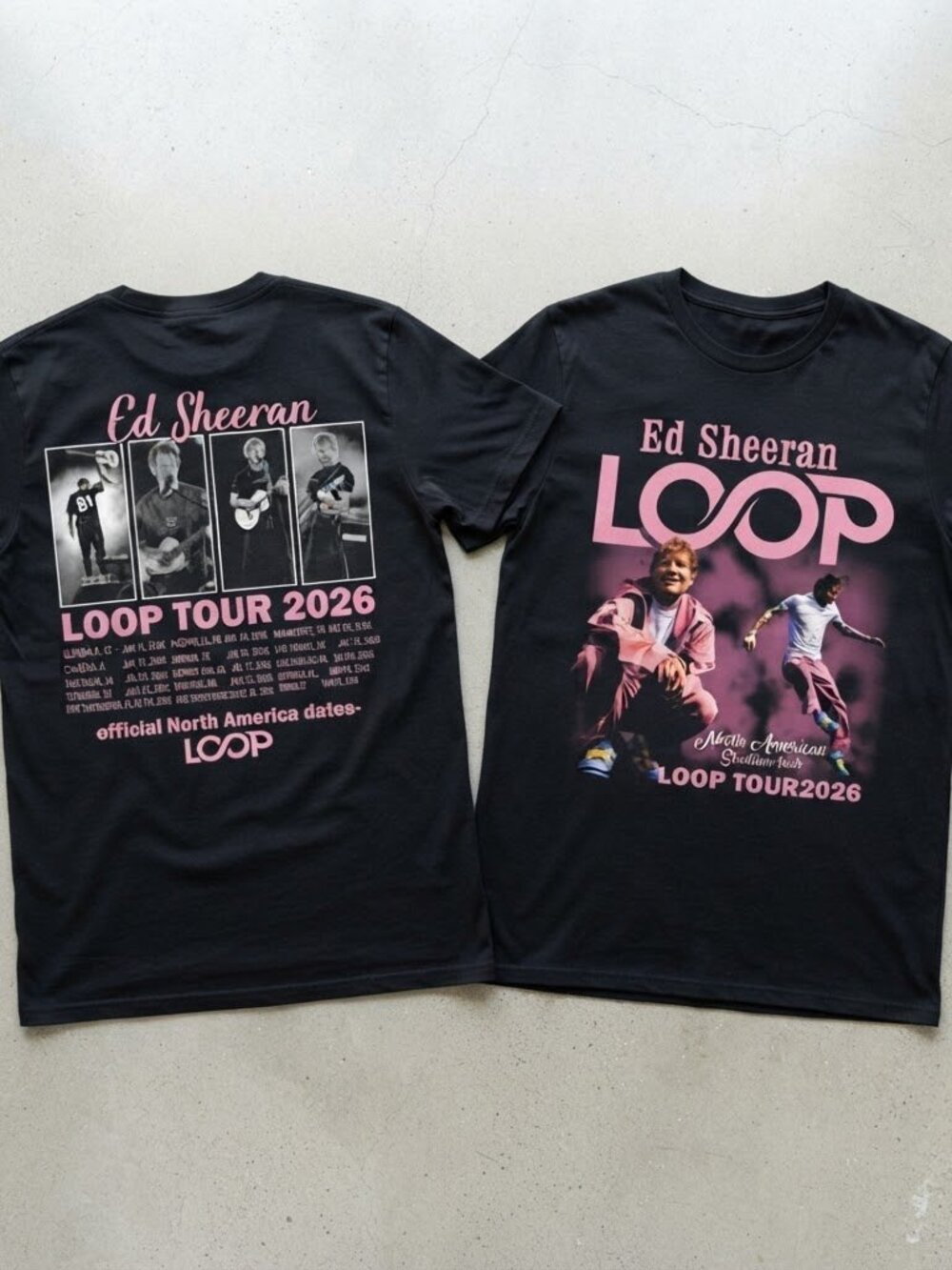 Ed Sheeran Loop Tour 2026 North American Dates Black T-Shirt S-4XL